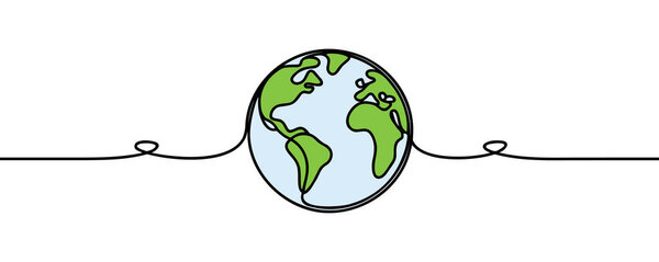 One line World culture earth day and global diversity and international cultures as a concept and cooperation symbol. Planet earth