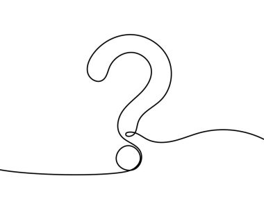 Çizim tarzında devam eden satır soru işareti simgesi. El çizimi illüstrasyon vektör sembolü. Düzenlenebilir vuruş