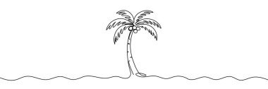 Palmiye ağacı bir çizgisi beyaz arkaplanda izole edilmiş. El çizimi Düzenlenebilir vuruş.