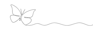 Sürekli uçan kelebek çizimleri çiziyor. Bir çizgi kelebeğin resimlerini çiziyor. Uçan böcek konsepti sürekli çizgi sanatı. Düzenlenebilir özet