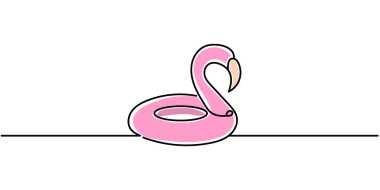 Çocuk yüzme şamandırası flamingosunun aralıksız çizgisi. Düzenlenebilir vuruş.