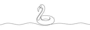 Çocuk yüzme şamandırası flamingosunun aralıksız çizgisi. Düzenlenebilir vuruş.