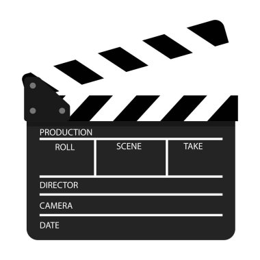 Alkış tahtası vektör simgesi. Açılıp kapanan film alkışlama tahtası. Film, sinema, film sembolü konsepti. Müdür Clapboard. Film yapımı, video üretim endüstrisi ekipmanları