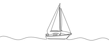 Sürekli bir yelkenli çizimi. Düzenlenebilir vuruş vektörü illüstrasyonu .