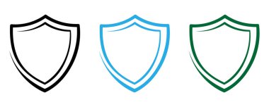 Kalkan logo simgesi. Koruma onayı işareti. Güvenli simge vektörü.