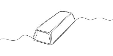 Altın çubuk ya da külçe sürekli bir çizgi vektör çizimi. Mali, para, sermaye ve altının korunması veya saklanması.