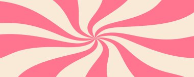 Şeker rengi güneş patlaması arka planı. Soyut pembe krem güneş ışınları duvar kağıdı tasarımı. Şablon, afiş, poster ve broşür için renkli çizgiler. Tatlı dönen çizgi film girdabı ya da girdabı. Vektör arkaplanı