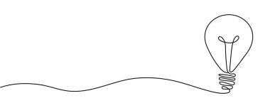 Ampul sembolünün sürekli çizimi beyaz arkaplan ana hatları üzerinde izole edilmiş sanat çizimi düzenlenebilir vuruş.