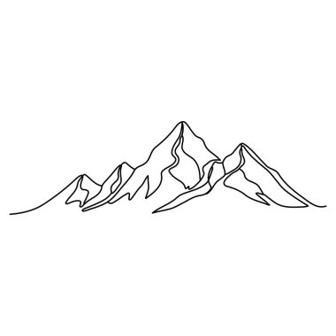 Dağ sırasının aralıksız çizdiği bir çizgi. Basit doğrusal montajlı web pankartı. Düzenlenebilir vuruş.