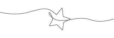 Bir çizim ya da bir yıldızın çizimi, El çizimi yıldızlar sürekli bir çizgi simgesi. Çizgi biçiminde yıldız tek çizgi vektör illüstrasyonu. Premium kalite kontur doğrusal işaret Düzenlenebilir vuruş.