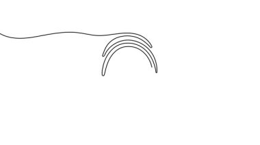 Parmak izinin doğrusal çizimi. Beyaz arkaplandaki biyometrik tarama sembolünün sürekli çizimi