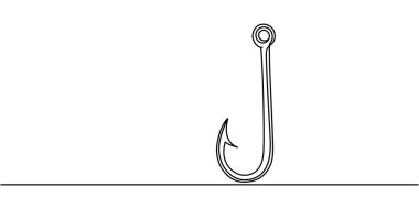 Balık oltası çizim vektörü. Düzenlenebilir vuruş.