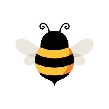 Beyaz arkaplan vektör illüstrasyonunda şirin çizgi film arı simgesi logosu..