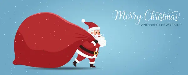Çizgi film Noel Baba çizgi filmi geliyor ve büyük kırmızı bir çanta taşıyor. Noel ve Mutlu Yıllar kartı ya da afişi