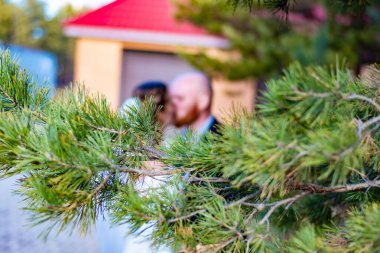 Birbirine aşık çiftler parkta yürüyorlar.
