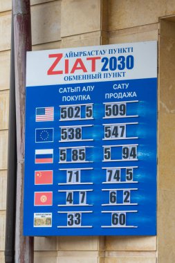 Karagandy, Kazakistan, 21 Mart 2025, döviz kuru. Yüksek kalite fotoğraf