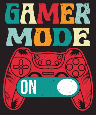 Çizim tipografi tshirt tasarım vektörü üzerinde oyuncu kipi