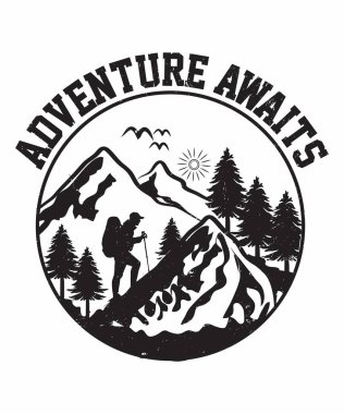 Adventure Decorative typography poster, tshirt design with quote, lettering font and graphics.