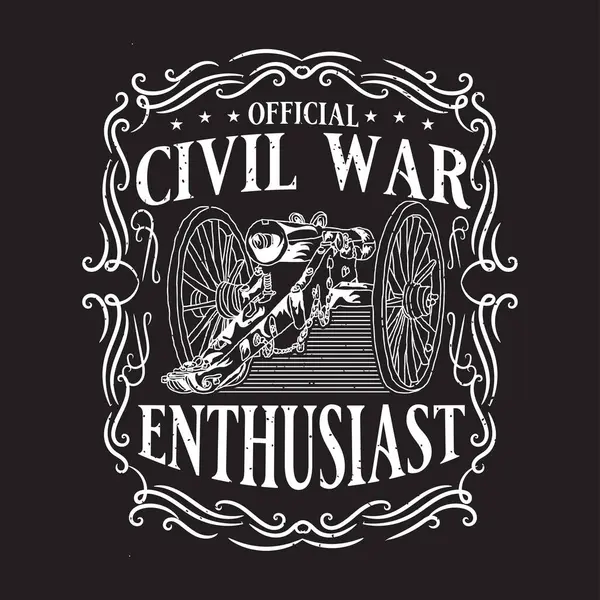 stock vector Official civil war enthusiast. Civil war shirt poster design. Civil war t shirt with vintage tools and grunge effect