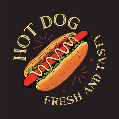 Hot Dog Yemek Sevenler için Tipografi Sanatı