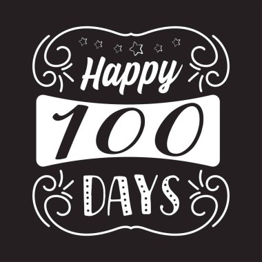 Mutlu 100 gün. Okulun El Çizimi Tipografi Tasarımı 'nın Şirin Yüzüncü Günü
