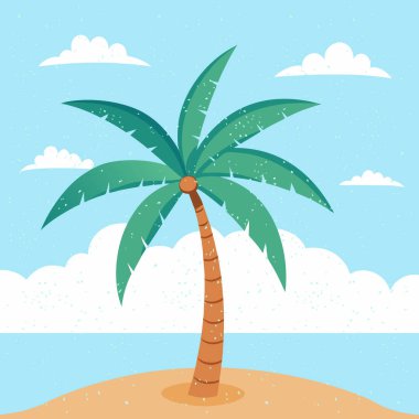 Bulutlu arkaplan tasarımlı palmiye ağaçları