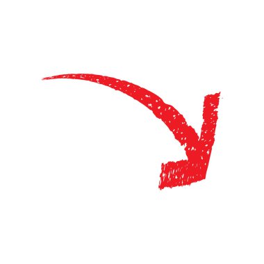 Resme işaret eden kırmızı el çizilmiş ok