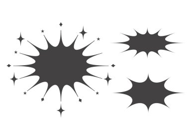 Bir yıldız patlaması ve patlama grafik elementleri koleksiyonu. Tasarımlarınıza dekoratif bir dokunuş eklemek için bu şekilleri kullanın. Elementler arasında yıldız patlamaları ve çeşitli soyut şekiller yer alıyor..