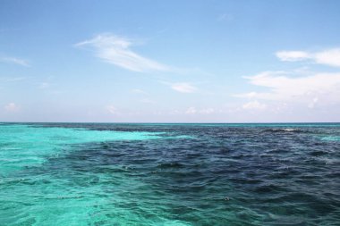 Mar color turquesa, con diferentes profundidades, diferentes tonos de colores. Riviera Maya, Quintana Roo, Mxico clipart