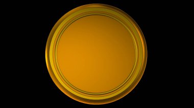 Altın taban dairesi. Metalik malzemelerle önden 3D görüntüleme.
