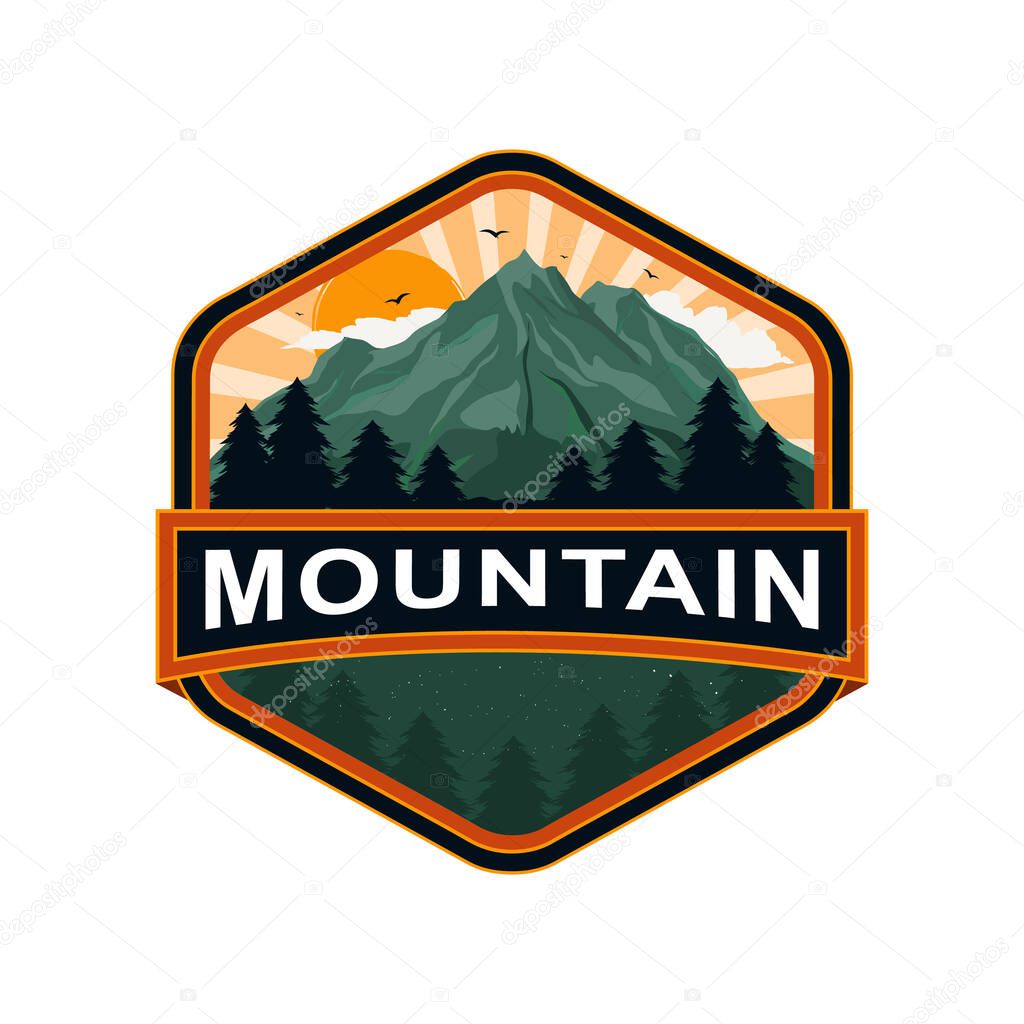 Mountain badge logo. Adventure logo. Outdoor adventure badge