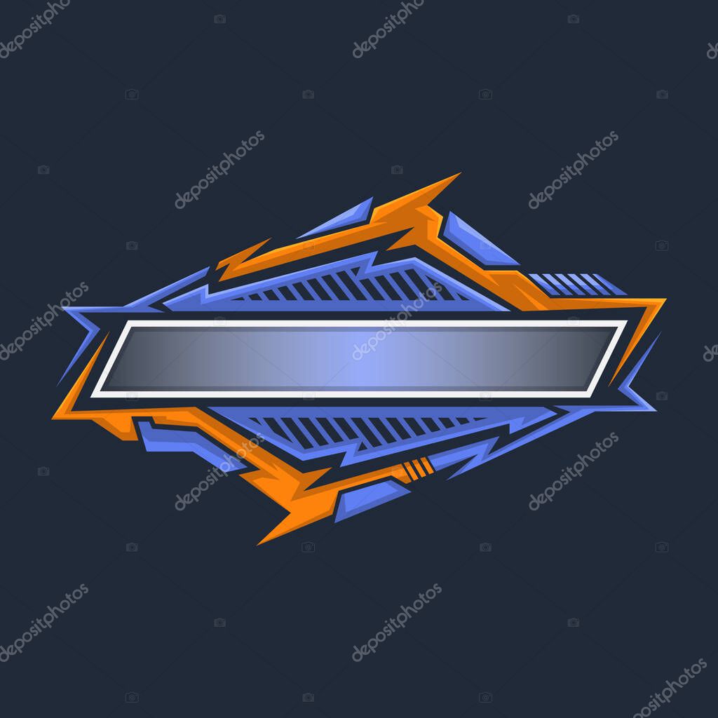Blank racing logo. Techno futuristic border. Gaming logo