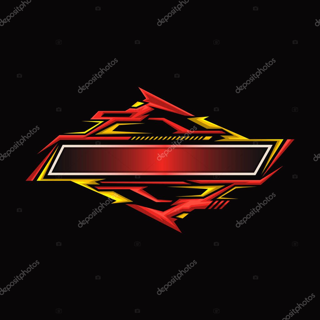 Blank racing logo. Techno futuristic border. Gaming logo