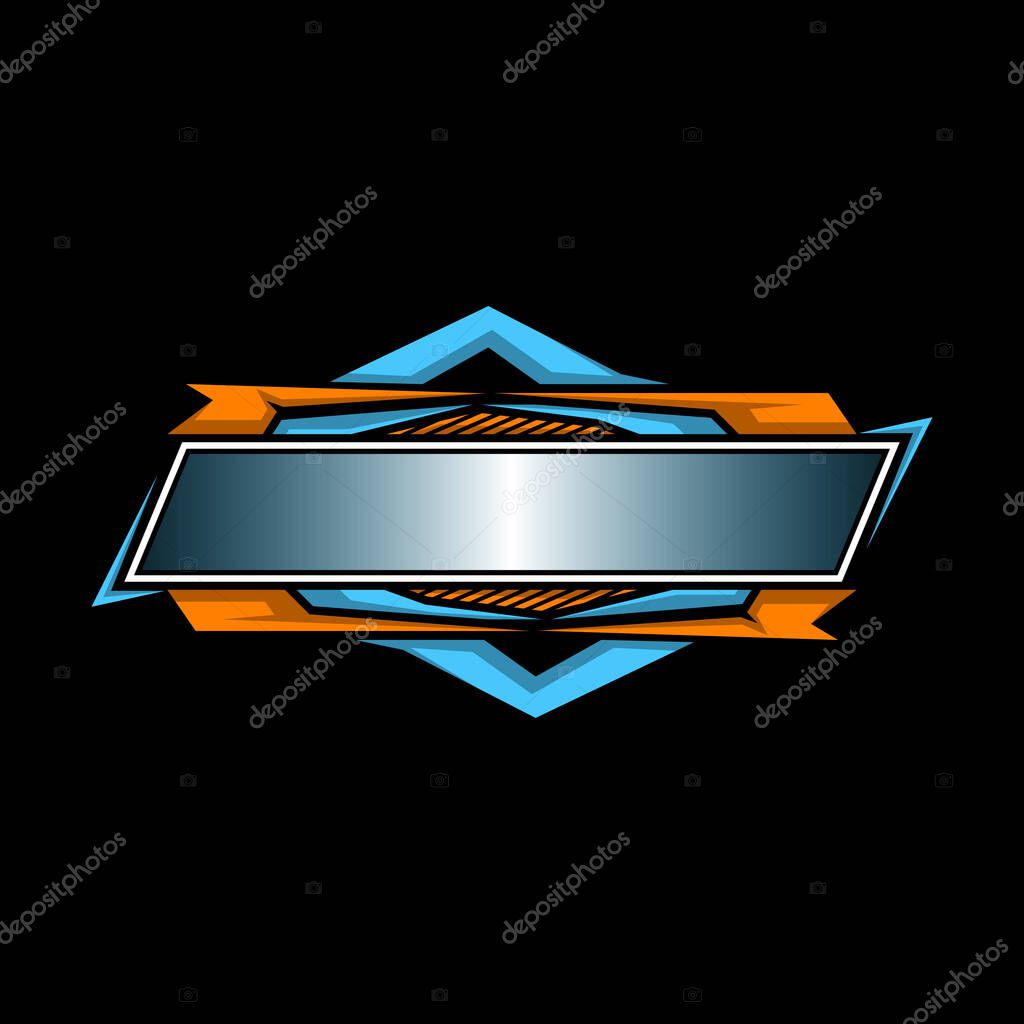Blank border racing logo. Technology digital banner. Futuristic techno border. Gaming Logo