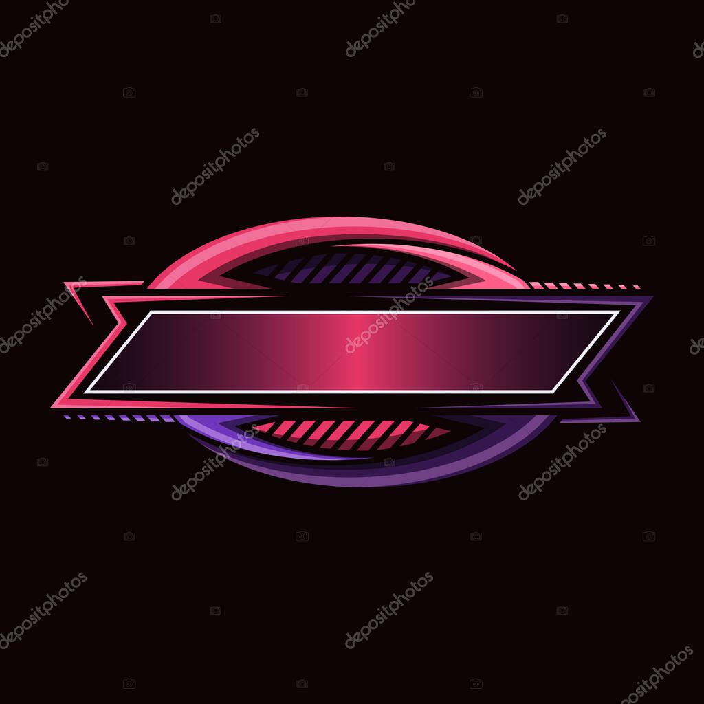 Blank border racing logo. Technology digital banner. Futuristic techno border. Gaming Logo