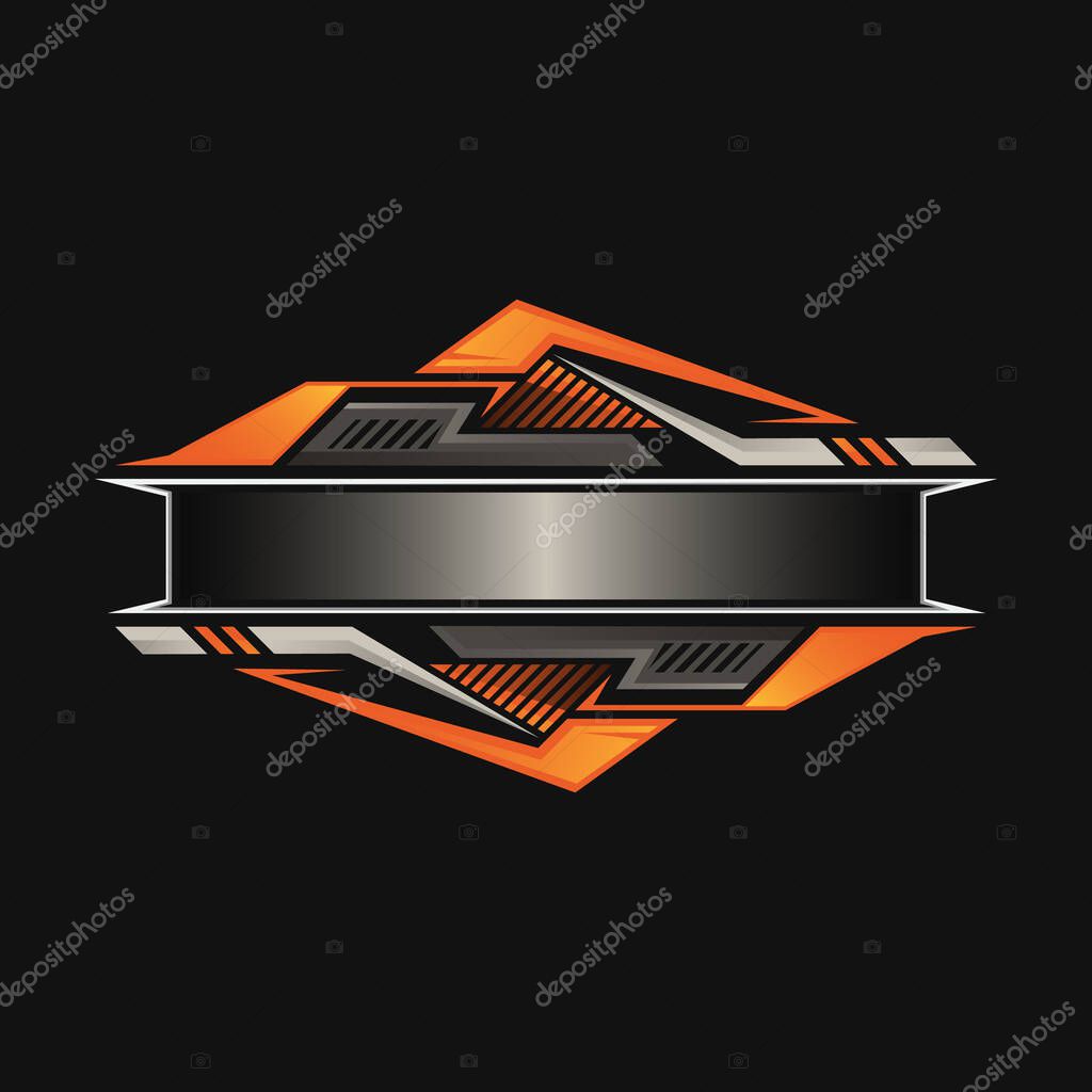 Blank racing logo. Technology digital border. Futuristic gaming frame