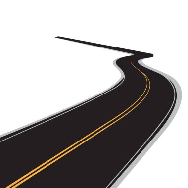 Eğri yol çizimi izole edilmiş beyaz arkaplan