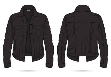 Siyah kot ceket. Ön ve arka görünüm.