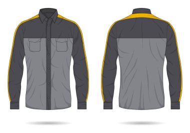 Önü ve arkası uzun kollu iş gömleğinin maketi