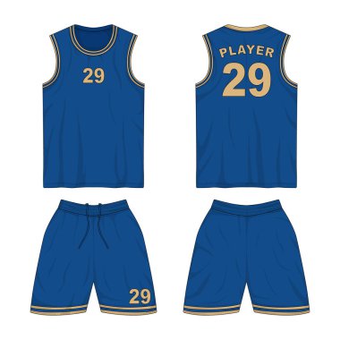 Basketbol forması ön ve arka görünüm şablonu