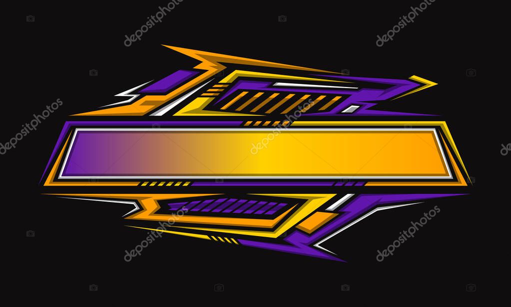 Blank border racing logo. Technology digital banner. Futuristic techno border