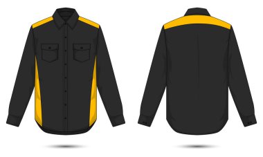 Uzun kol düğmesi aşağı ofis gömleği ön ve arka görünüm modelleme