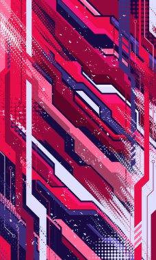 Soyut grunge fırça darbelerine sahip gelecekçi geometrik desen duvar kağıdı