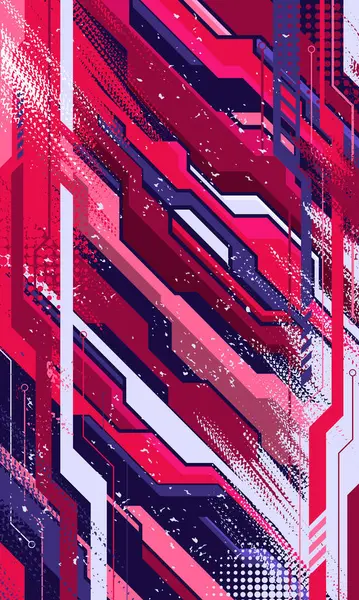 Soyut grunge fırça darbelerine sahip gelecekçi geometrik desen duvar kağıdı