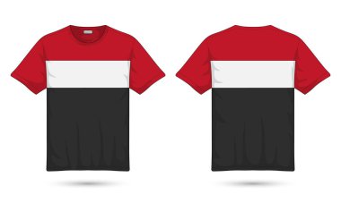 Sıradan çizgili tişört. Ön ve arka görünüm.