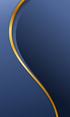 Kavisli altın çizgileri olan soyut mavi eğimli zarif arkaplan