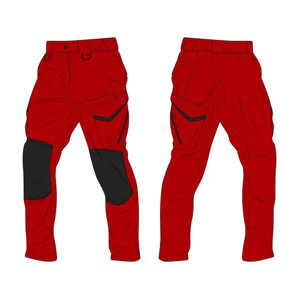 stock vector Red and black outdoor hiking pants mockup