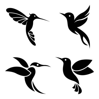 Farklı uçan kuş logoları koleksiyonu. Vektör illüstrasyonu