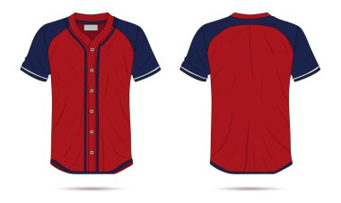 Beyzbol forması önü ve arkası görünümü. Vektör illüstrasyonu