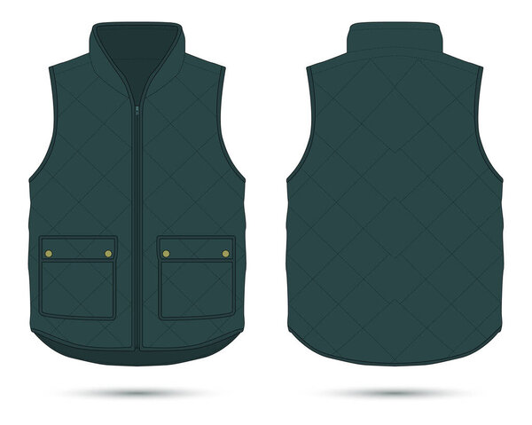 Современный женский макет жилета вид спереди и сзади. Векторная иллюстрация